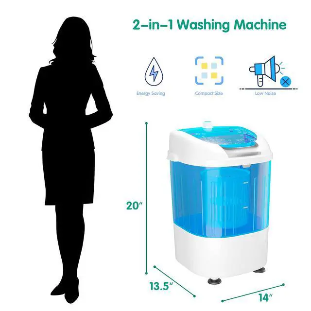 Alt view image 5 of 7 - 5.5lbs Mini Washing Machine w/Spin Dryer, Portable Clothing Washer Single Tub Washing Machine, Compact Laundry Washer Machine w/Cycle Basket and Drain Hose