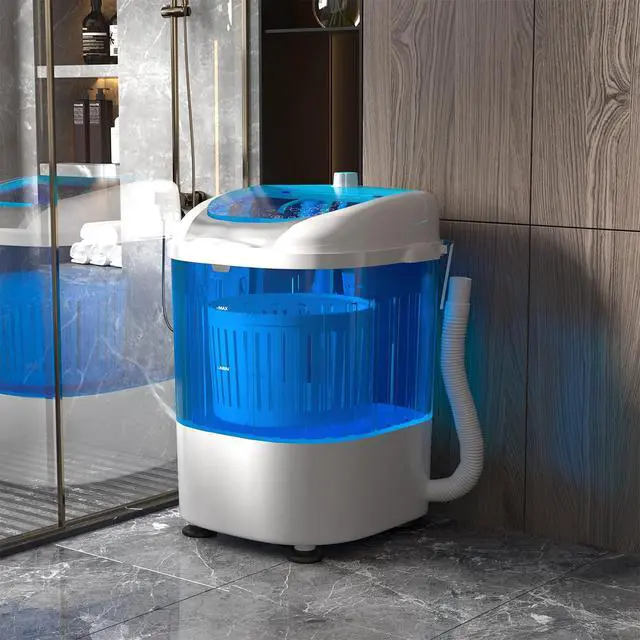 Alt view image 6 of 7 - 5.5lbs Mini Washing Machine w/Spin Dryer, Portable Clothing Washer Single Tub Washing Machine, Compact Laundry Washer Machine w/Cycle Basket and Drain Hose