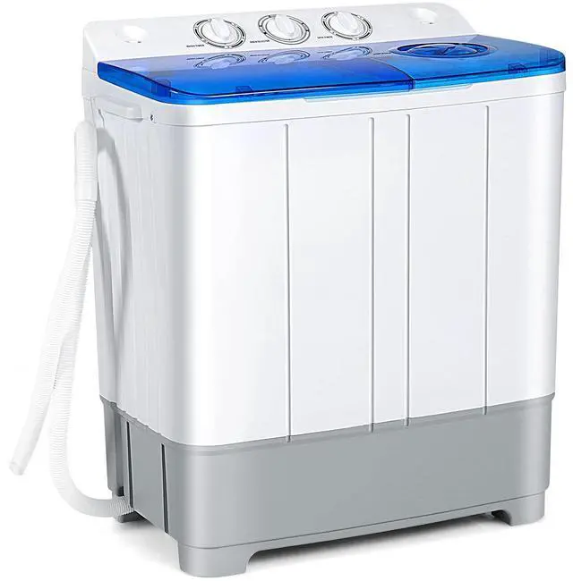 Main image of Portable Washing Machine, Twin Tub 22Lbs Capacity, Compact Washer(13.2Lbs) and Spinner(8.8Lbs) with Control Knobs, Built-in Drain Pump, Semi-Automatic Laundry washer for Apartment, RV (Blue)