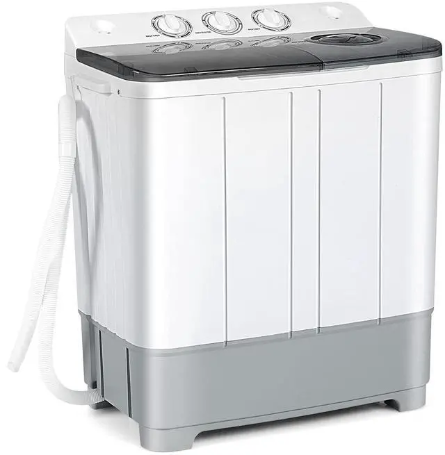 Main image of Portable Washing Machine, Twin Tub 22Lbs Capacity, Compact Washer(13.2Lbs) and Spinner(8.8Lbs) with Control Knobs, Built-in Drain Pump, Semi-Automatic Laundry washer for Apartment, RV (Grey)