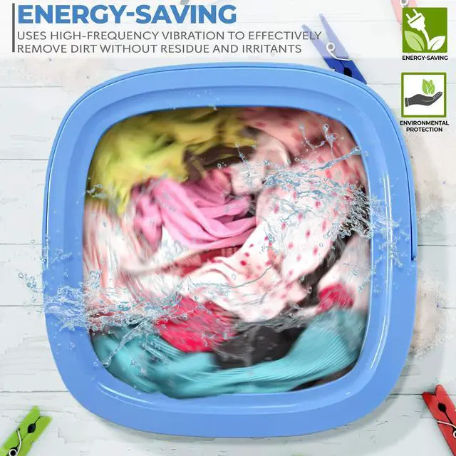 Alt view image 4 of 7 - Portable Mini Washing Machine Lightweight Collapsible Bucket - Perfect for Camping, Travelling, Apartment, Dorm USA Brand - PUCWM33.5, light blue