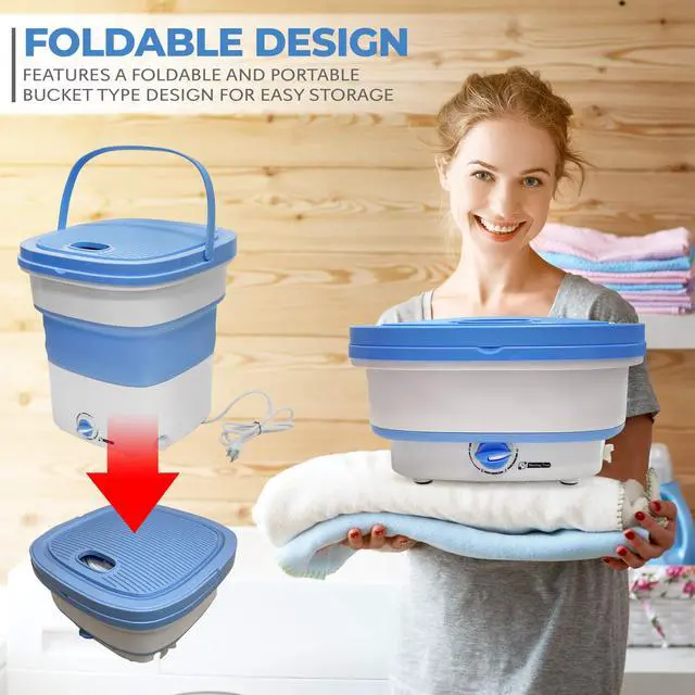 Alt view image 5 of 7 - Portable Mini Washing Machine Lightweight Collapsible Bucket - Perfect for Camping, Travelling, Apartment, Dorm USA Brand - PUCWM33.5, light blue