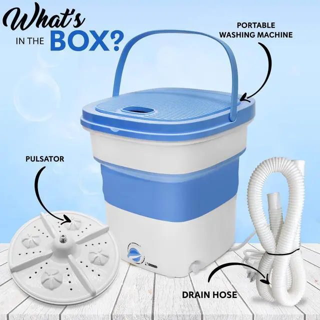 Alt view image 7 of 7 - Portable Mini Washing Machine Lightweight Collapsible Bucket - Perfect for Camping, Travelling, Apartment, Dorm USA Brand - PUCWM33.5, light blue