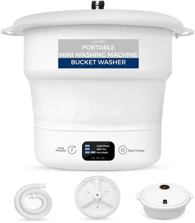 Main image of PUCWM44.5 Portable Mini Washing Machine Folding Bucket Washer for Clothes & Laundry Lightweight, Compact & Easy to Carry for Camping, RV, Travel, Apartments & Small Spaces (Off White)