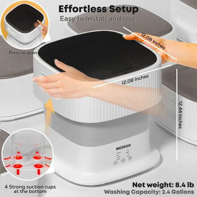 Alt view image 4 of 6 - Mini Portable Washing Machine - Foldable/Collapsible Washing Machine for Baby Clothes, Socks, Underwear - Portable Washer for Travel, Camping, Apartments, RV
