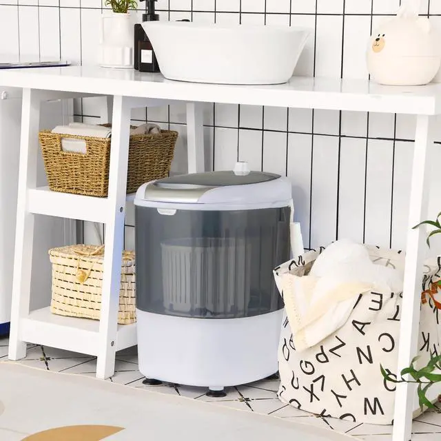 Alt view image 2 of 7 - Portable Mini Washing Machine, Clothes Washer and Spinner Combo, 5.5 LBS Capacity, Small Compact Laundry Washer for Apartment Dorm RV (Grey & White)