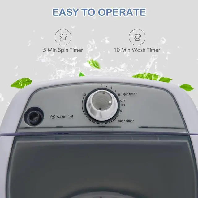 Alt view image 4 of 7 - Portable Mini Washing Machine, Clothes Washer and Spinner Combo, 5.5 LBS Capacity, Small Compact Laundry Washer for Apartment Dorm RV (Grey & White)