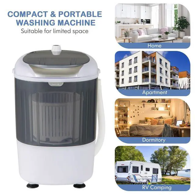 Alt view image 7 of 7 - Portable Mini Washing Machine, Clothes Washer and Spinner Combo, 5.5 LBS Capacity, Small Compact Laundry Washer for Apartment Dorm RV (Grey & White)