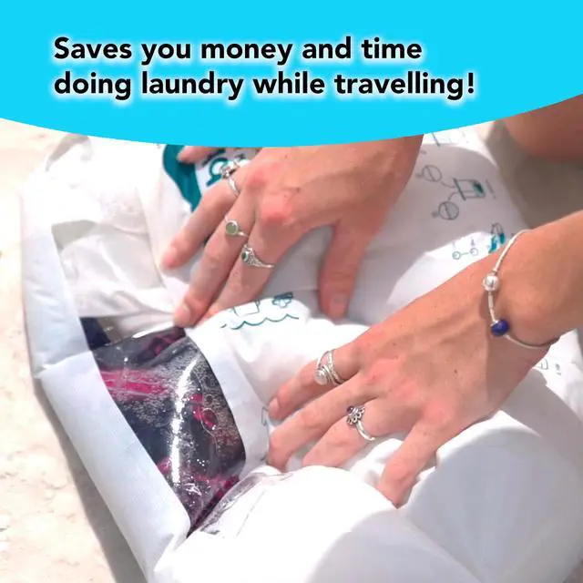 Alt view image 4 of 7 - Untouched Wash & Dry Kit Washboard-in-a-Bag Travel Laundry System | Wash Fast, Dry Anywhere, Travel Laundry, Wash Bag, Absorbent Towel, Folding Hanger, Pegless Clothesline, Packing Cell