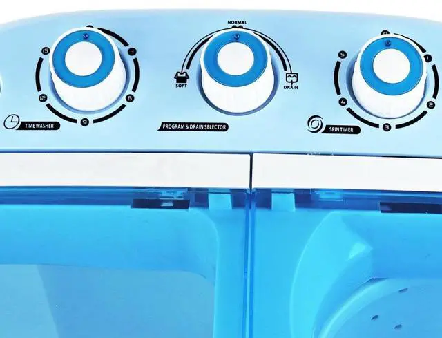 Alt view image 6 of 7 - Upgraded Version Portable Washer & Spin Dryer, Mini Washing Machine, Twin Tubs, Spin Cycle w/Hose, 11lbs. Capacity, 110V - Ideal For Compact Laundry