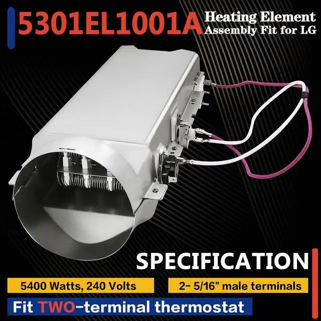 Alt view image 2 of 7 - DLE5977S DLE7177RM DLE2516W Dryer Heating Element Assembly Fit For LG Model | DLE0332W DLEX7177RM DLE2514W, DLE8377NM DLE3777W DLE0442W, DLE3733U DLE5932W DLE2532W, DLEX7177WM DLE8377WM Replacement