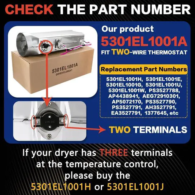 Alt view image 5 of 7 - DLE5977S DLE7177RM DLE2516W Dryer Heating Element Assembly Fit For LG Model | DLE0332W DLEX7177RM DLE2514W, DLE8377NM DLE3777W DLE0442W, DLE3733U DLE5932W DLE2532W, DLEX7177WM DLE8377WM Replacement