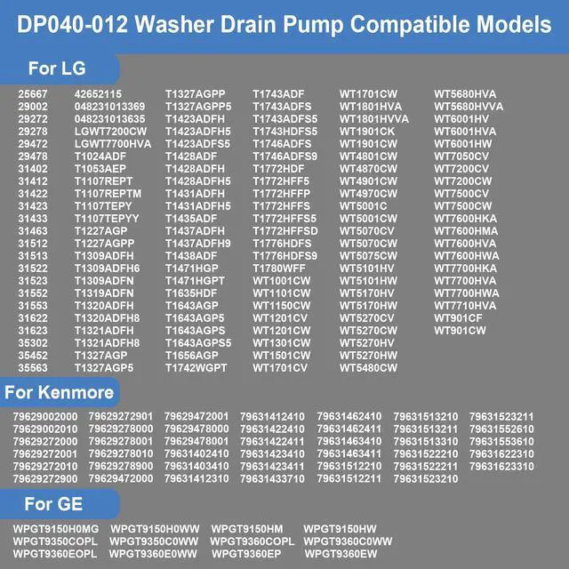 Alt view image 4 of 7 - DP040-012 4681EA1007A Drain Pump Compatible with LG, Kenmore Washer Drain Pump, Replacement for 4681EA1007A 1089358 AP5604958 EAP11706439 2649379 AP5605335