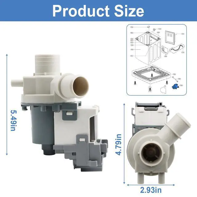 Alt view image 6 of 7 - DP040-012 4681EA1007A Drain Pump Compatible with LG, Kenmore Washer Drain Pump, Replacement for 4681EA1007A 1089358 AP5604958 EAP11706439 2649379 AP5605335