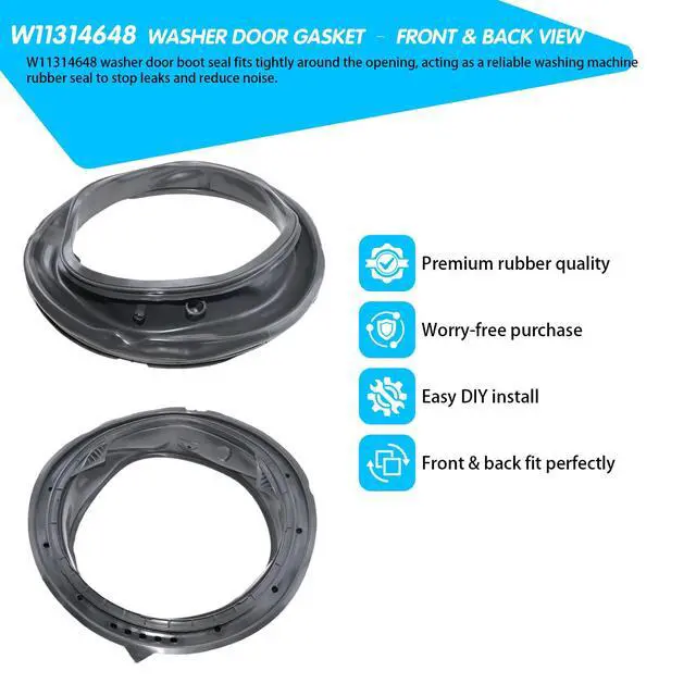 Alt view image 4 of 7 - WFW5620HW2 WFW5620HW0 WFW6620HW0 WFW6620HC0 W11314648 Washer Door Boot Seal | WFW6620HC2 WFW560CHW0 MHW5630HW0; door gasket for Whirlpool Maytag front-load washers