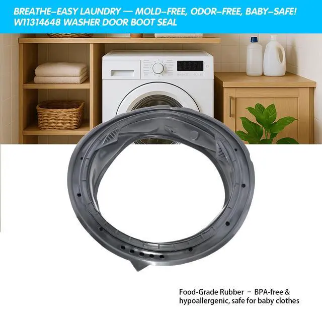Alt view image 5 of 7 - WFW5620HW2 WFW5620HW0 WFW6620HW0 WFW6620HC0 W11314648 Washer Door Boot Seal | WFW6620HC2 WFW560CHW0 MHW5630HW0; door gasket for Whirlpool Maytag front-load washers