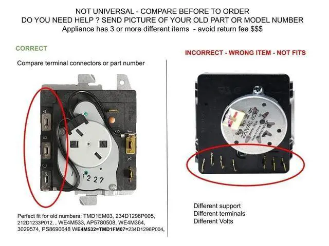 Alt view image 4 of 5 - TMD1FM07 Dryer Timer NORM Pacific Model TMD1FM07 TMD1FM07