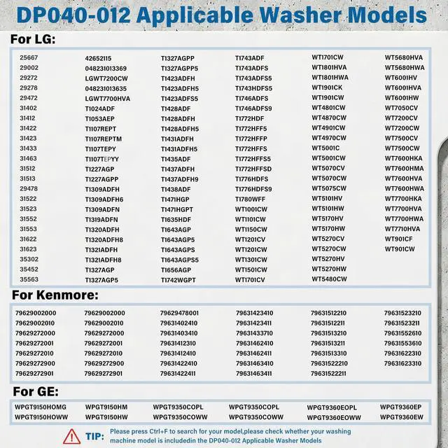 Alt view image 5 of 7 - DP040-012 4681EA1007A Drain Pump & AEM73213001 Drain Hose Combo, Compatible with LG Kenmore GE Front-Load Washers, Fits WT1001CW WT1201CV 796.2900 Series