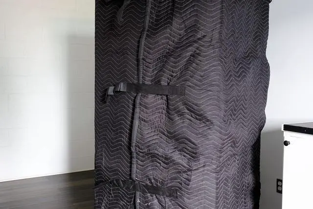Alt view image 4 of 7 - Black Quilted Refrigerator Cover - Outdoor Fridge Cover, Furniture Pad for Moving/Storage - 38" x 70" - Fully Adjustable, Machine Washable