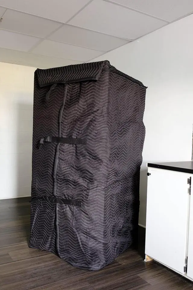 Alt view image 2 of 7 - Black Quilted Refrigerator Cover - Outdoor Fridge Cover, Furniture Pad for Moving/Storage - 38" x 70" - Fully Adjustable, Machine Washable