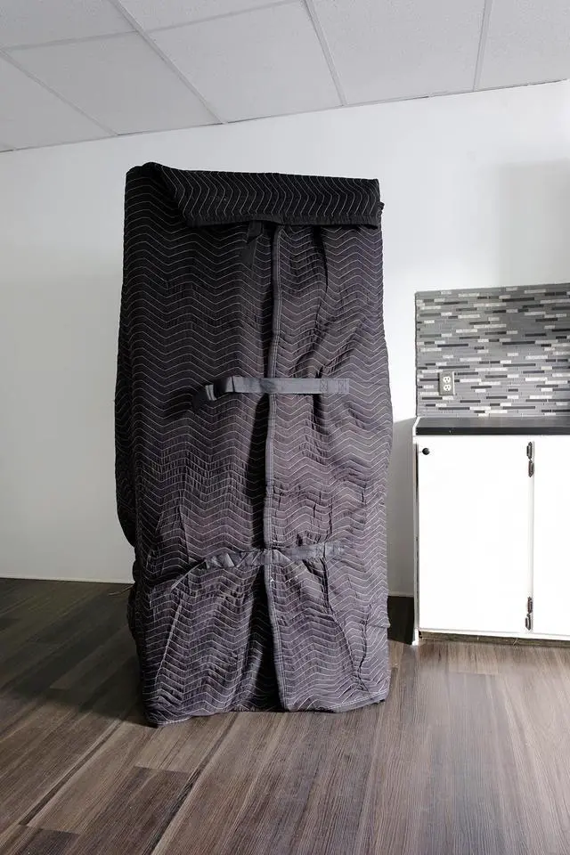Alt view image 5 of 7 - Black Quilted Refrigerator Cover - Outdoor Fridge Cover, Furniture Pad for Moving/Storage - 38" x 70" - Fully Adjustable, Machine Washable