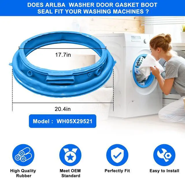 Alt view image 2 of 7 - Upgraded WH05X29521 Washer Door Boot Gasket Seal Replacement Compatible With GE Washing Machine Model GFW510SCN0WW GFW550SPN2DG Replace WH05X29521 PD00064690 4978358 AP6983548 PS12743602 EAP12743602