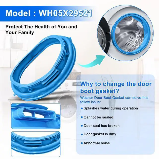 Alt view image 6 of 7 - Upgraded WH05X29521 Washer Door Boot Gasket Seal Replacement Compatible With GE Washing Machine Model GFW510SCN0WW GFW550SPN2DG Replace WH05X29521 PD00064690 4978358 AP6983548 PS12743602 EAP12743602