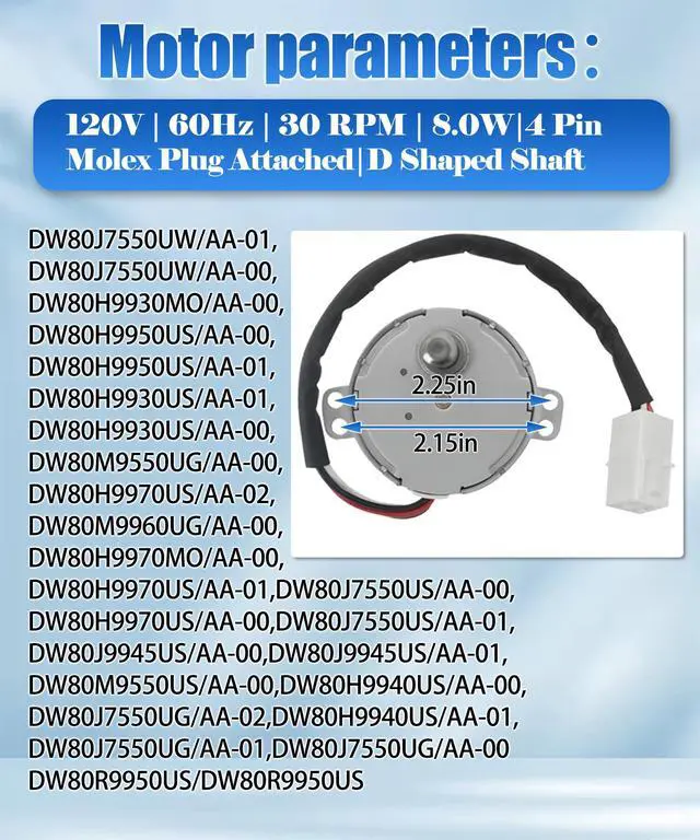 Alt view image 5 of 7 - DD31-00013B for Samsung Dishwasher Geared Motor Exact Replacement Part,Replacement for Numbers 4000924, AP5917177, PS9606349,Designed to fit Specific Samsung Manufactured Dishwasher Models