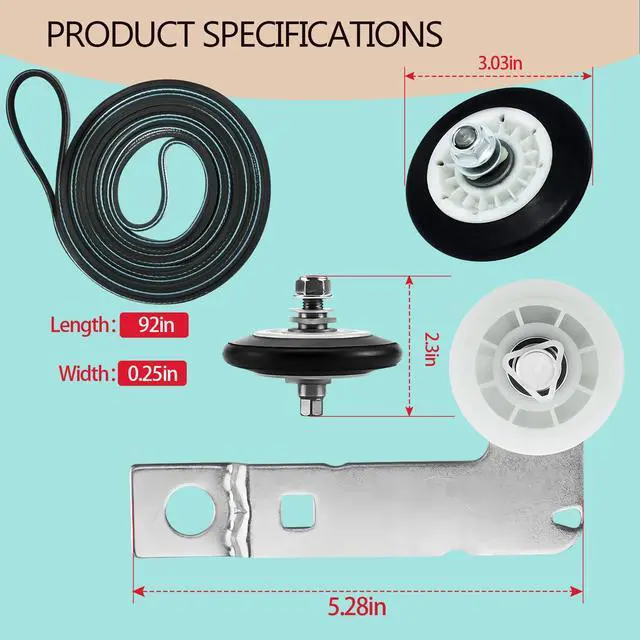 Alt view image 3 of 7 - DLEX4270V DLGX4371K DLEX4270W DLGX3371W Dryer Drum Roller Kit Fit for DLEX3900W DLGX9001V DLGX3371V DLG3051W DLEX3900B DLE9577SM DLGX3901W DLG8388NM DLE7200VE DLG3171W DLEX7800WE DLGX7701VE