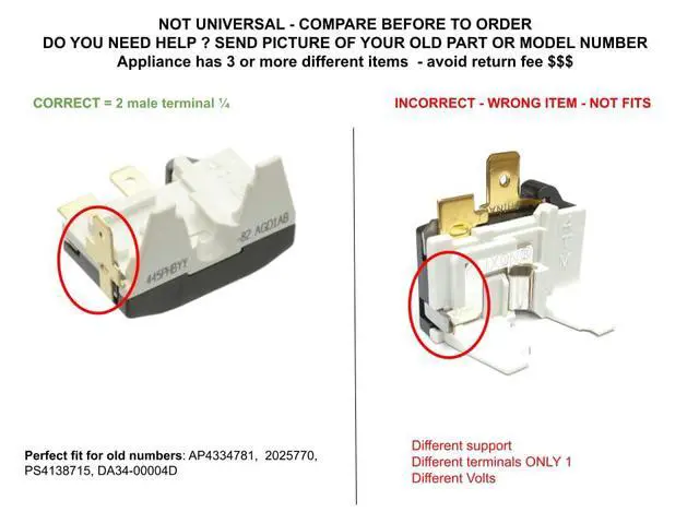 Alt view image 4 of 7 - 445PHBYY 2025770 CKD2085 Refrigerator Overload Protector de relé O/L Replacement for and compatible with Maytag Heavy DUTY