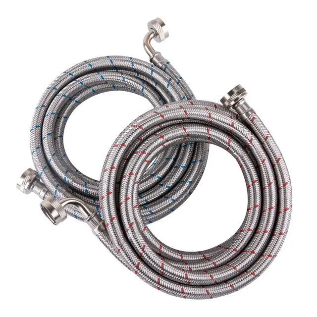 Alt view image 2 of 7 - 144-Inch Stainless steel Washing machine connector 12 Feet - Elbow, Washing Machine Supply Line, 4-Pack
