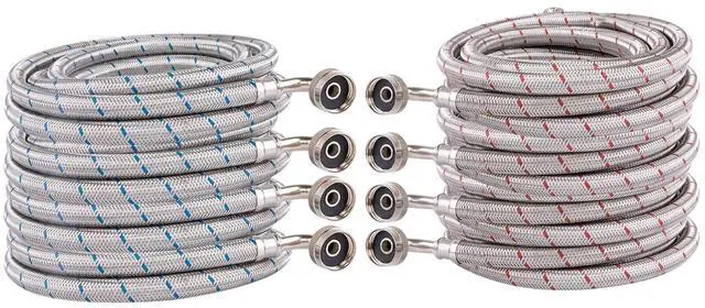 Main image of 144-Inch Stainless steel Washing machine connector 12 Feet - Elbow, Washing Machine Supply Line, 4-Pack