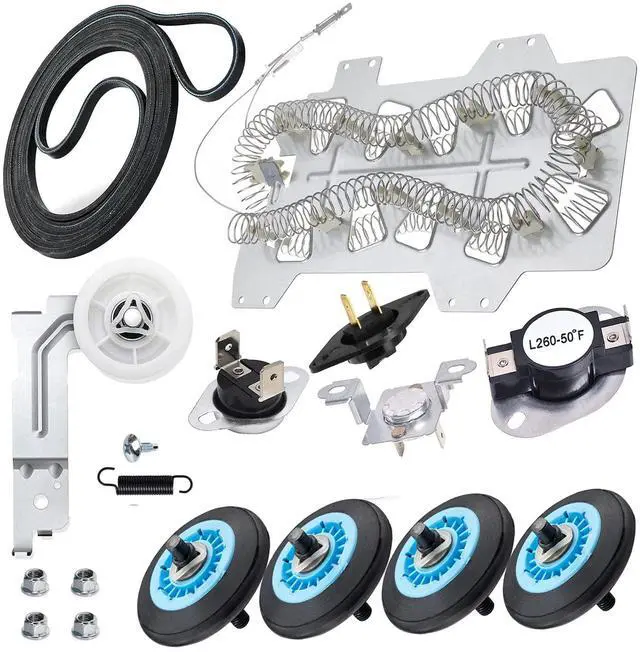Main image of DC47-00019A Dryer Heating Element Kit dv42h5000ew/a3 Dryer Roller Replacement Repair Kit DC97-16782A Dryer Roller DC93-00634A Idler Pulley 6602-001655 Dryer Belt