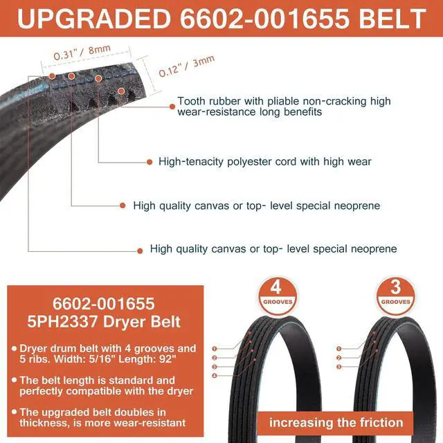 Alt view image 6 of 7 - DC47-00019A Dryer Heating Element Kit dv42h5000ew/a3 Dryer Roller Replacement Repair Kit DC97-16782A Dryer Roller DC93-00634A Idler Pulley 6602-001655 Dryer Belt