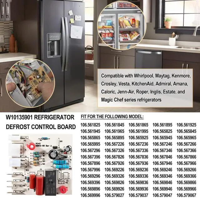 Alt view image 3 of 7 - Refrigerator Electronic Defrost Control Circuit Board Replacement Parts Kit Fit For Whirlpool W10135901, AP6015576, PS11748857, WPW10135901, 2304143