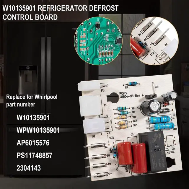 Alt view image 4 of 7 - Refrigerator Electronic Defrost Control Circuit Board Replacement Parts Kit Fit For Whirlpool W10135901, AP6015576, PS11748857, WPW10135901, 2304143