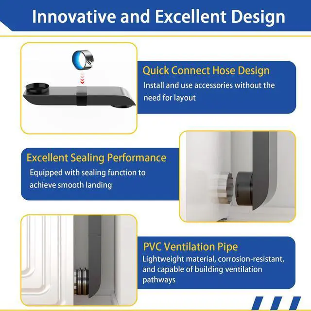 Alt view image 4 of 7 - 4 Inch Dryer Vent Kit with Outdoor Wall Exhaust Cover, Hooded Screen & Backdraft Damper, Adjustable Periscope Duct 9.5-14.5" for Tight Laundry Spaces, Rustproof Galvanized & Stainless Steel