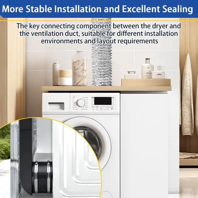 Alt view image 7 of 7 - 4 Inch Dryer Vent Kit with Outdoor Wall Exhaust Cover, Hooded Screen & Backdraft Damper, Adjustable Periscope Duct 9.5-14.5" for Tight Laundry Spaces, Rustproof Galvanized & Stainless Steel