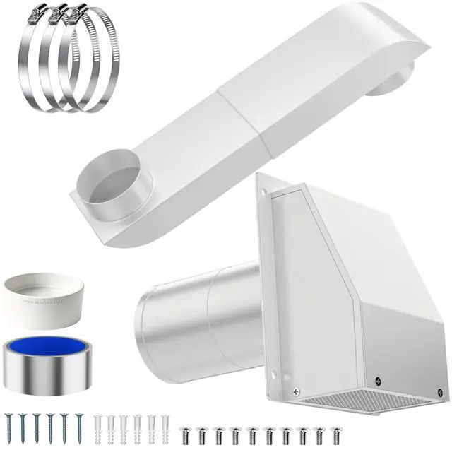 Main image of Periscope Dryer Vent Kit,Low Profile Flat with Hooded Outside Wall Vent Cover, Built-in Screen and Damper, Adjustable Telescoping Duct,Fire Resistant Design for Tight Narrow Laundry Room (WT)