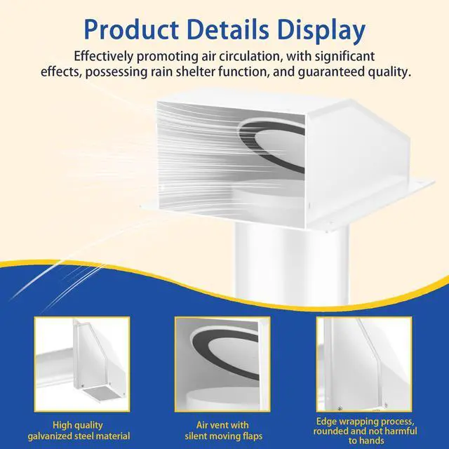 Alt view image 4 of 7 - Periscope Dryer Vent Kit,Low Profile Flat with Hooded Outside Wall Vent Cover, Built-in Screen and Damper, Adjustable Telescoping Duct,Fire Resistant Design for Tight Narrow Laundry Room (WT)