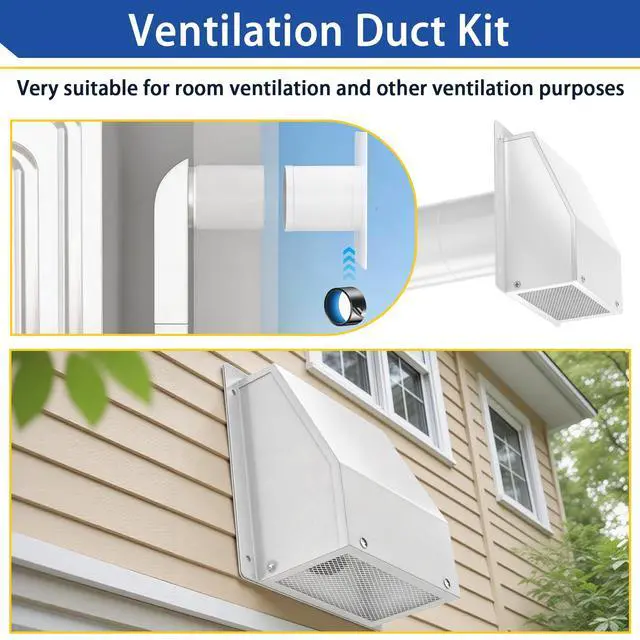 Alt view image 6 of 7 - Periscope Dryer Vent Kit,Low Profile Flat with Hooded Outside Wall Vent Cover, Built-in Screen and Damper, Adjustable Telescoping Duct,Fire Resistant Design for Tight Narrow Laundry Room (WT)
