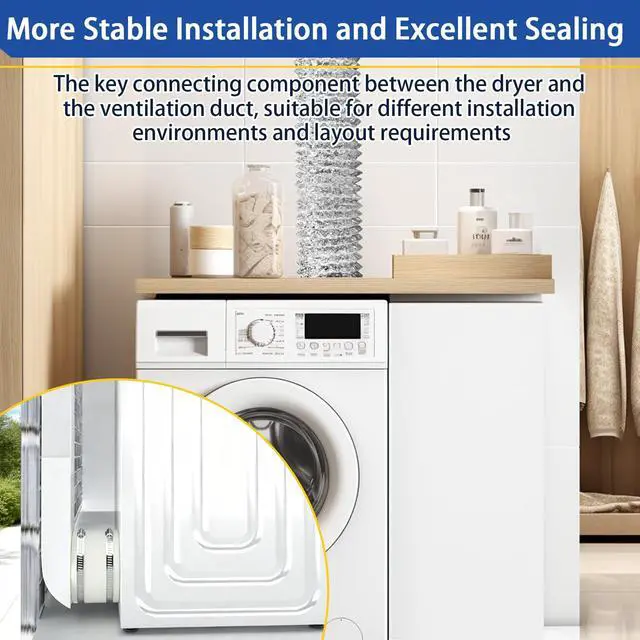 Alt view image 7 of 7 - Periscope Dryer Vent Kit,Low Profile Flat with Hooded Outside Wall Vent Cover, Built-in Screen and Damper, Adjustable Telescoping Duct,Fire Resistant Design for Tight Narrow Laundry Room (WT)