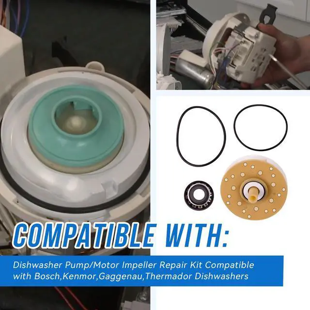 Alt view image 2 of 7 - 00167085 Dishwasher Pump Impeller Repair Kit Compatible with Bosch Kenmore,Fit for Models DW244UB DW244UW DW245UB DW245UW DW246UB DW246US(p/n 935404 AH8697212 EA8697212 PS8697212)