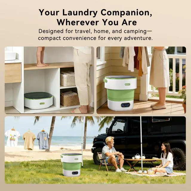 Alt view image 3 of 5 - Portable Foldable Washing Machine -20l Mini Washer For Deep Cleaning | Portable Washer Perfect For Underwear, Baby Clothes, And Small Spaces Like Apartments, Dorms, And Hotels.Green