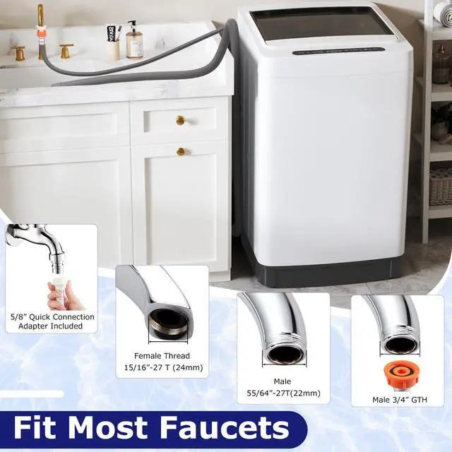 Alt view image 4 of 7 - Portable Washing Machine, 1.5 cu.ft Compact Washer with Drain Pump, LED Display, 8 Programs, 10 Water Levels, Child Lock, 11 LBS Clothes Capacity for Apartment, Home, Dorms, RV (White & Black)