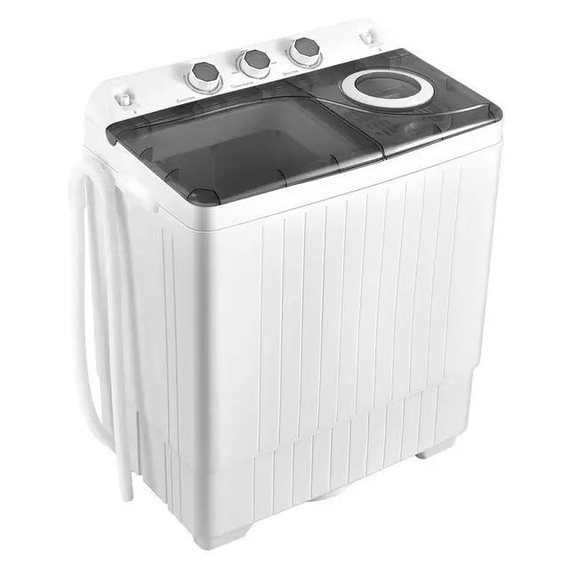 Main image of Portable Washing Machine, 26lbs Washer and Spinner Combo,18 lbs Washing 8 lbs Spinning, Built-in Drain Pump, w/Timer Control, Dorm Apartment Twin Tub Mini Laundry Washer Gray White