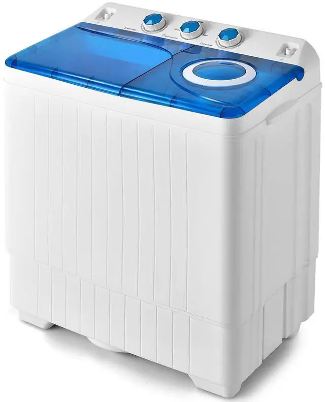Main image of Portable Washing Machine, 26lbs Washer and Spinner Combo,18 lbs Washing 8 lbs Spinning, Built-in Drain Pump, w/Timer Control, Dorm Apartment Twin Tub Mini Laundry Washer Blue White