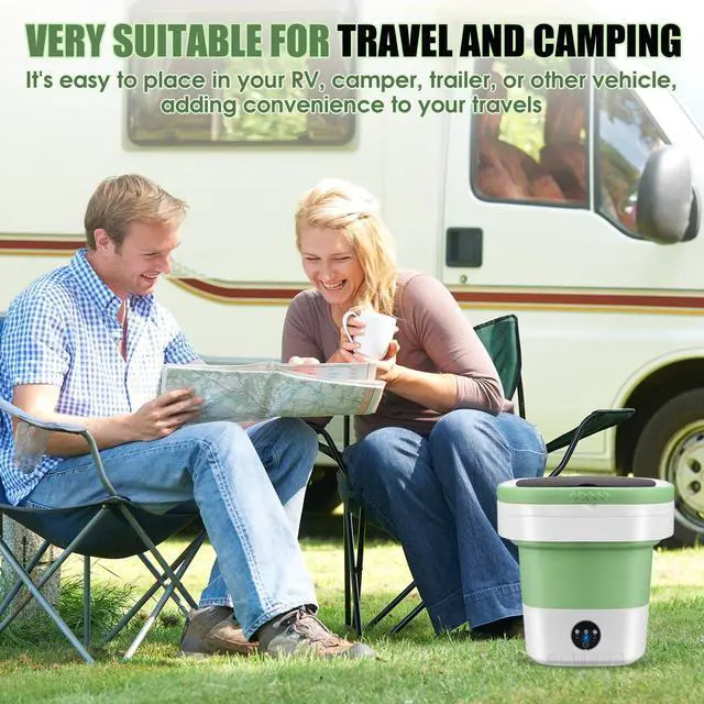 Alt view image 6 of 7 - Portable Washing Machine 16L Mini Laundry Washer 3 Modes with Spin Basket Laundry Machine Cleaning Depth Underwear,Baby Clothes Small Shirt for Apartments Dormitories Hotels and Camping (Green)