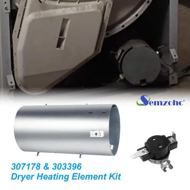 Alt view image 6 of 7 - Dryer Heating Element Kit - 307178 Dryer Heating Element and 303396 Dryer Thermostat (L200-30) Replaces 484249 AP4038069, Compatible with may-tag cro-sley and interna-tional dryers