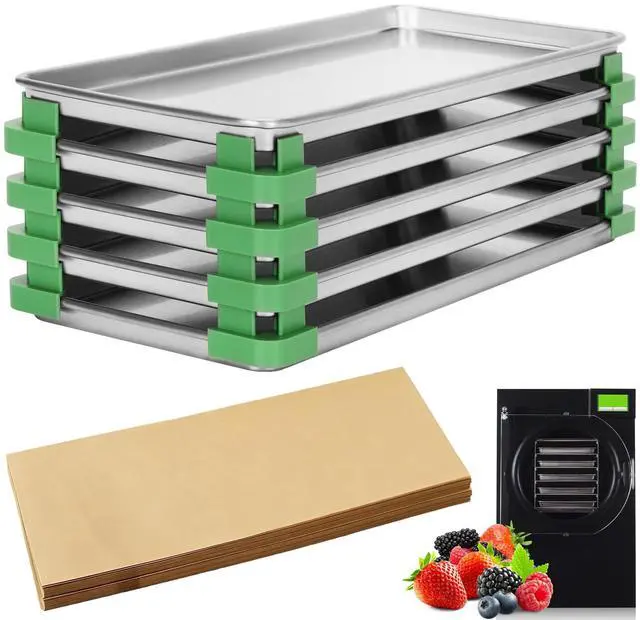 Main image of Freeze Dryer Trays, Medium Metal Trays(5 Pcs) | Compatible with Harvest Right Home Pro Freeze Dryer, Includes 100 Pcs Parchment Paper & 16 Tray Stackers
